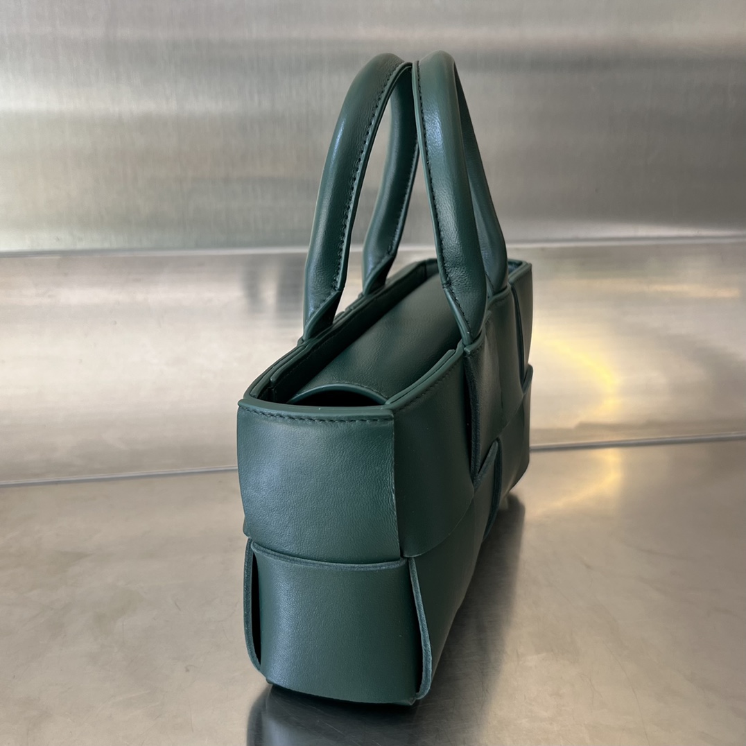 Mini East-West Arco Intreccio Leather Tote Bag Emerald Green